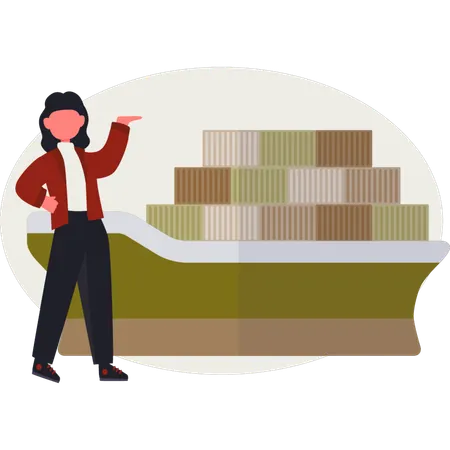 Girl demands water shipping for products  Illustration