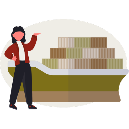 Girl demands water shipping for products  Illustration