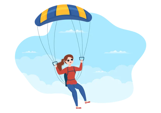 Girl deploys parachute  Illustration