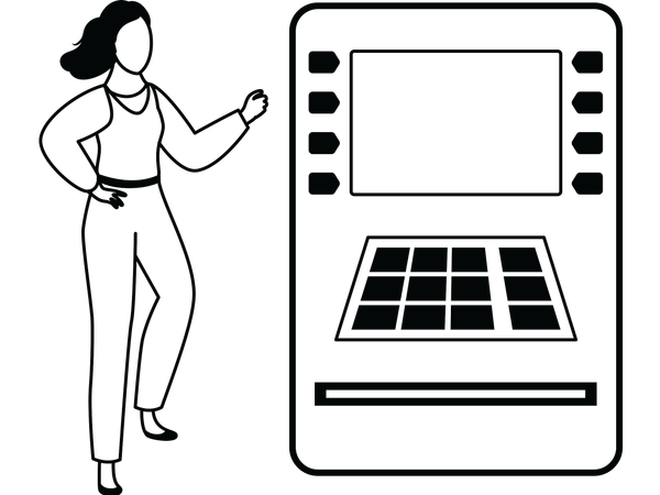 Girl depositing money in atm  Illustration