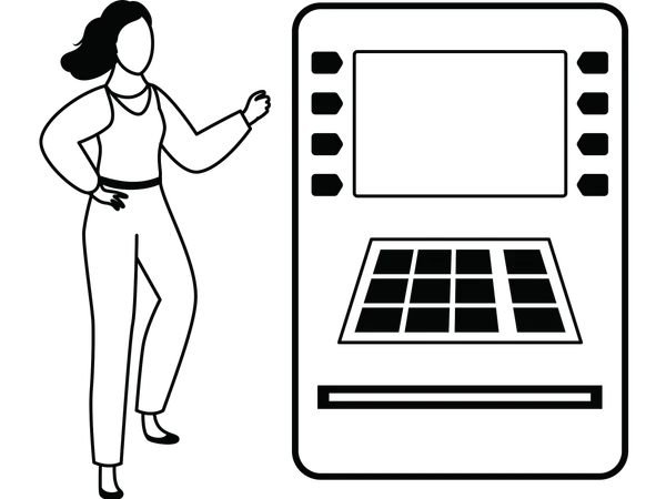 Girl depositing money in atm  Illustration