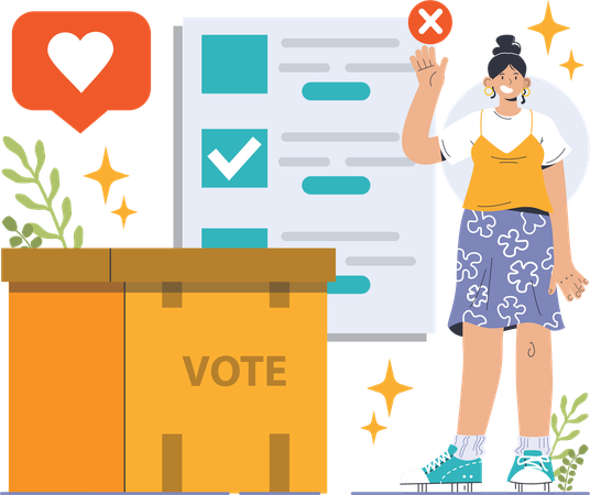 Girl depositing vote  Illustration