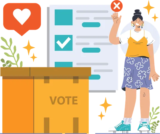 Girl depositing vote  Illustration