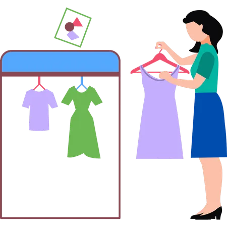 The Girl Is Designing Clothes Illustration