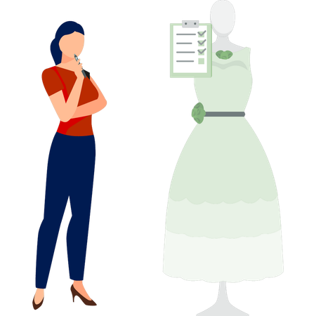 Girl designing dress step wise  Illustration