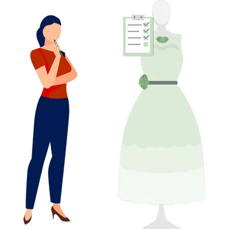 Girl designing dress step wise  Illustration