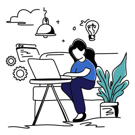 Girl developing creative code  Illustration