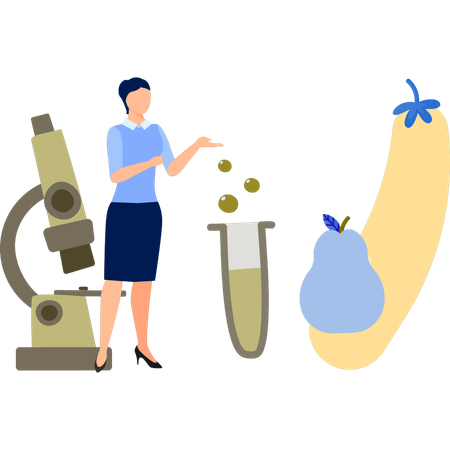Girl discuss about chemical flask  Illustration
