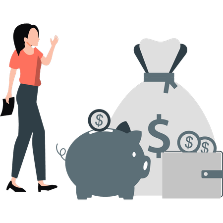 Girl discuss about saving money  Illustration