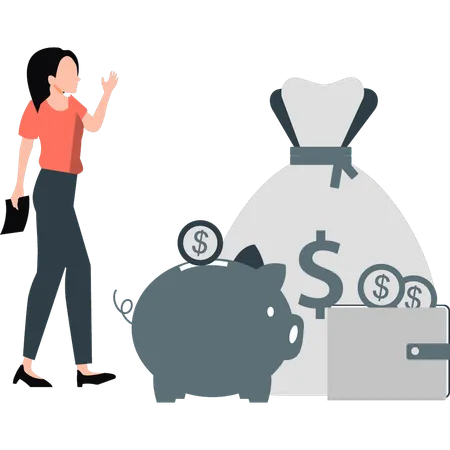 Girl discuss about saving money  Illustration