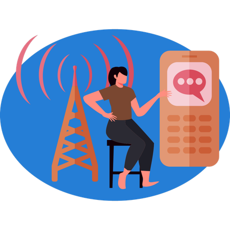 Girl  discuss about signal on  message  Illustration