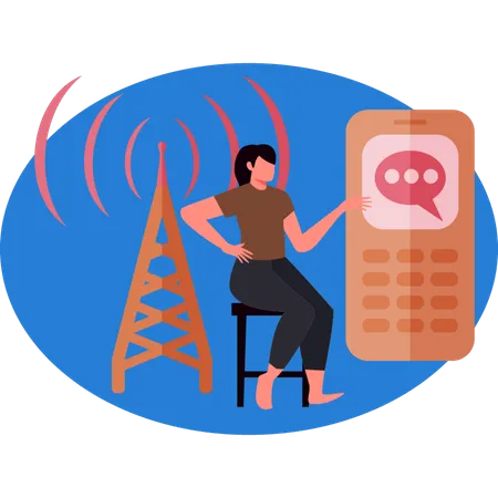 Girl  discuss about signal on  message  Illustration