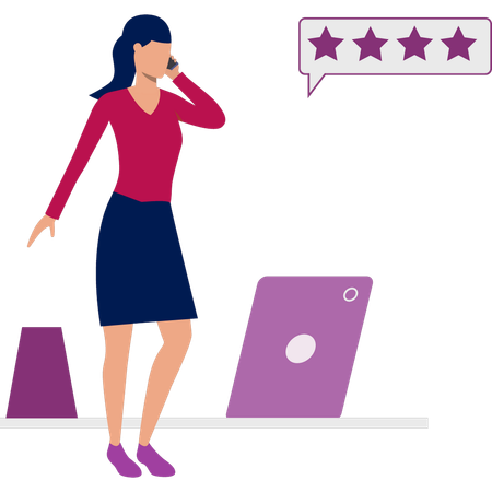 Girl discussing about star rating  Illustration