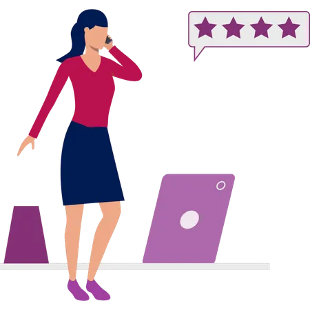 Girl discussing about star rating  Illustration