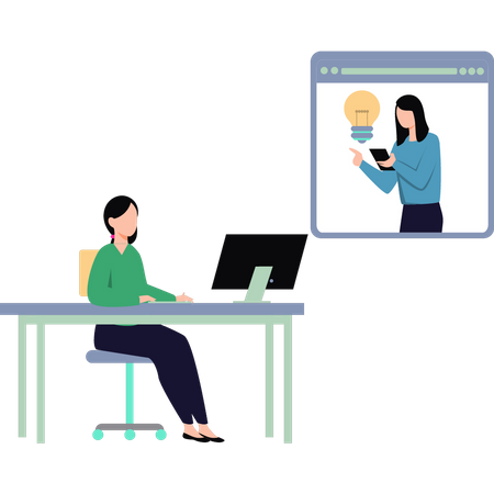 Girl discussing idea online  Illustration
