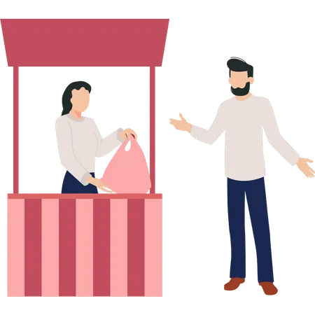 Girl distributing donation bags  Illustration