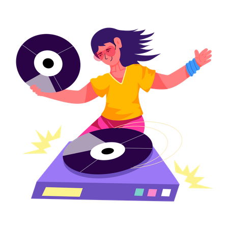 Girl DJ  Illustration