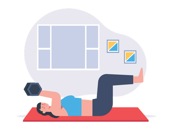 Girl do exercise using dumbbells  Illustration