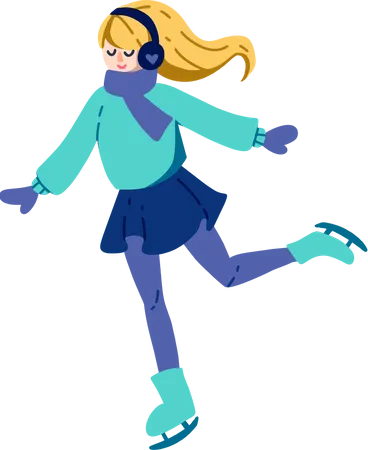 Girl Do Ice Skating  Illustration