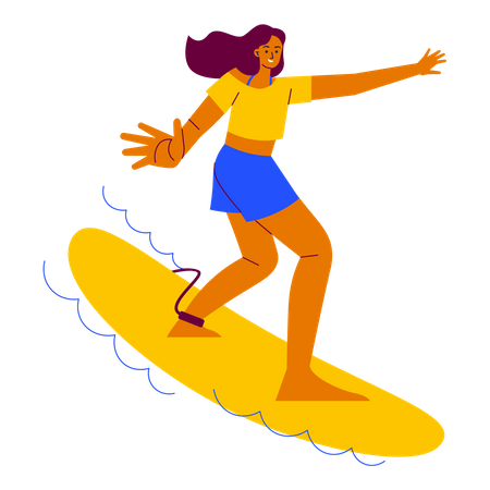 Girl Do Surfing Illustration