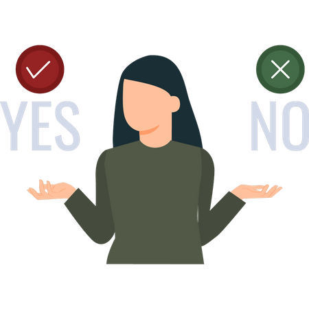 Girl does not know about yes or no  イラスト