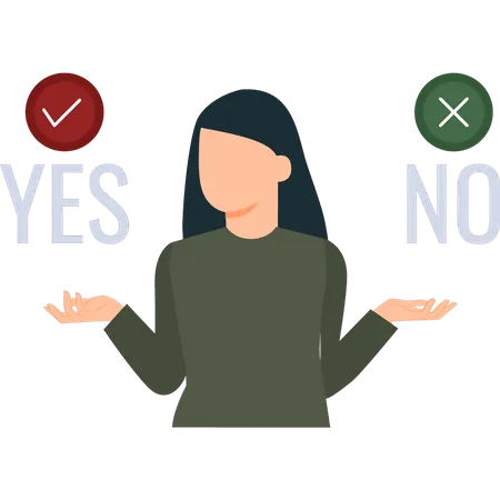 Girl does not know about yes or no  Illustration