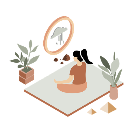 Girl doing a yoga pose on a mat  Illustration