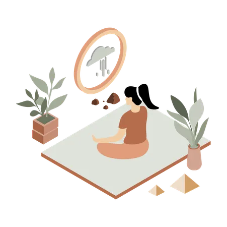 Girl doing a yoga pose on a mat  Illustration