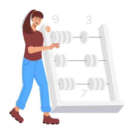 Girl doing abacus calculation  Illustration