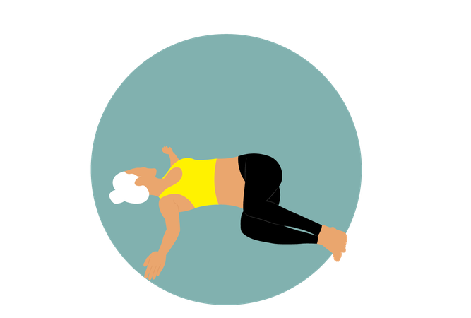 Girl doing abdominal twist pose  Illustration