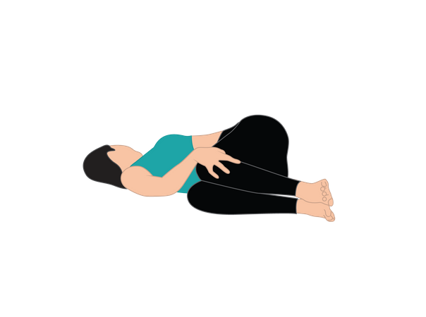 Girl doing abdominal twist pose  Illustration