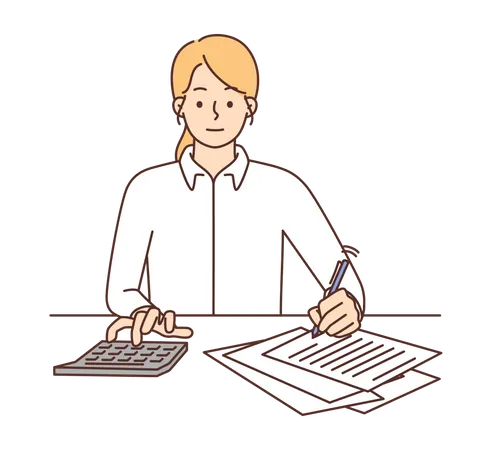 Girl doing accounting  Illustration