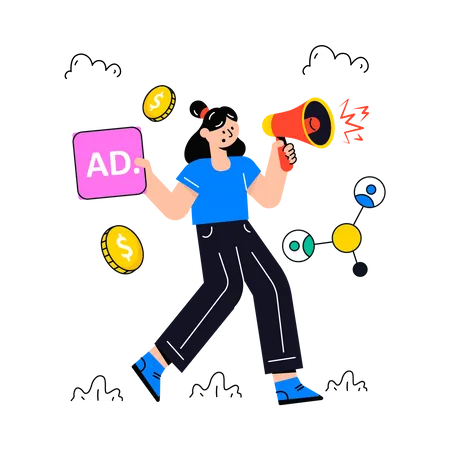 Girl doing AD Promotion  Illustration