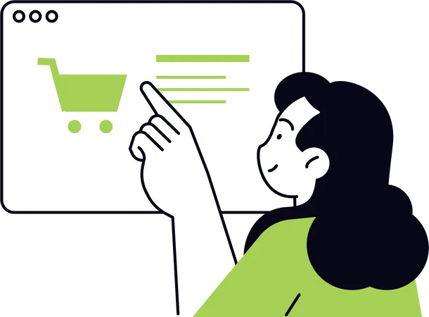 Girl doing add to cart and doing online shopping  Illustration