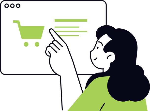 Girl doing add to cart and doing online shopping  Illustration