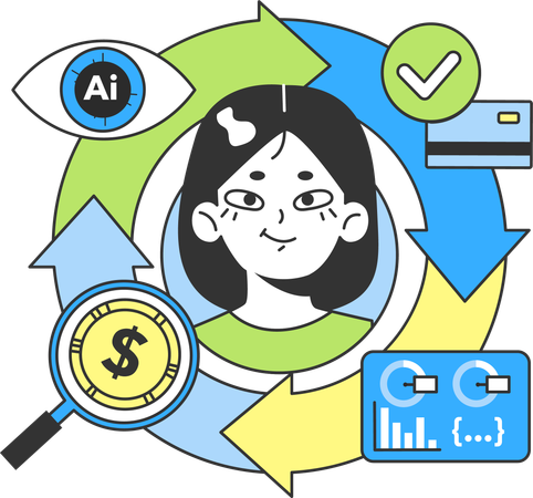 Girl doing ai analysis  Illustration