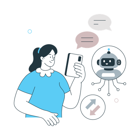 Girl doing Ai Communication  Illustration