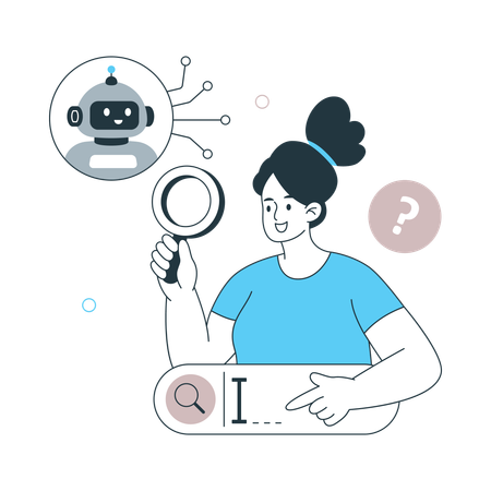 Girl doing Ai search  Illustration