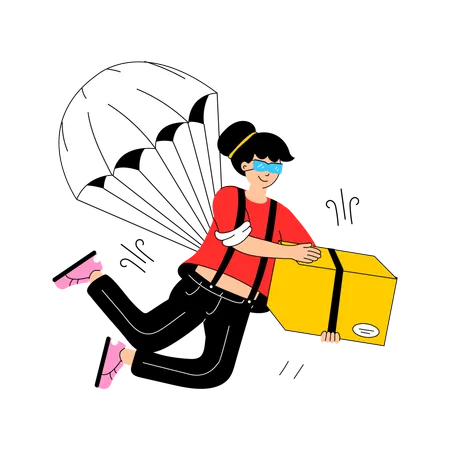 Girl Doing Air Delivery  Illustration