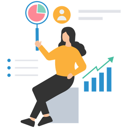 Girl doing analyzes on economic statistic  Illustration