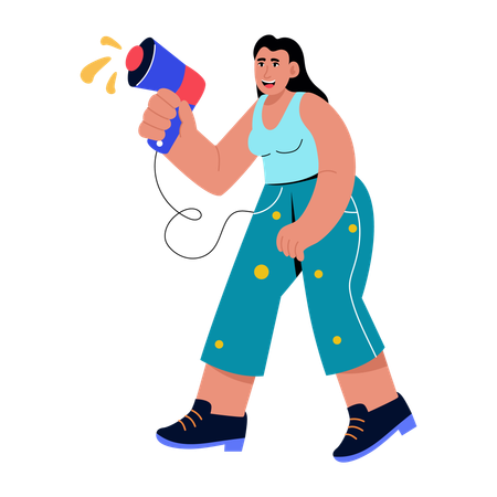 Girl doing announcement in loudspeaker  Illustration