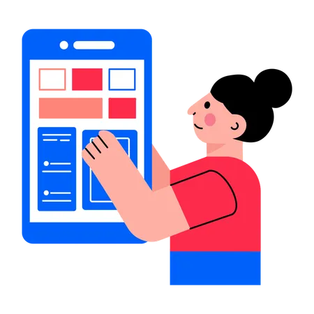 Girl doing app designing  Illustration