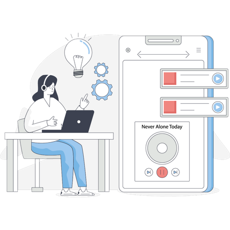 Girl  doing app setting  Illustration