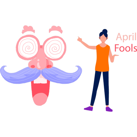 Girl doing april fool prank  Illustration