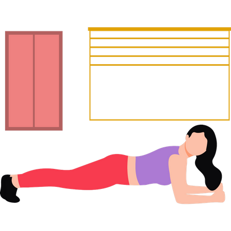 Girl doing arm plank exercise  Illustration