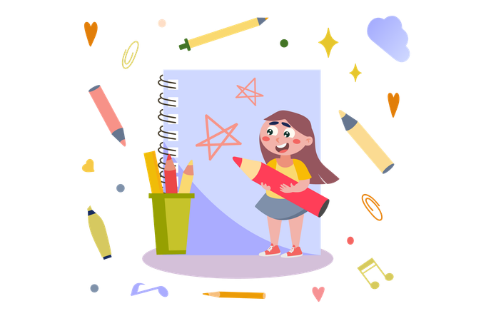 Girl doing art  Illustration