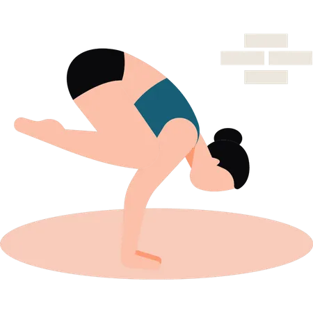 Girl Doing Asana Pose  Illustration