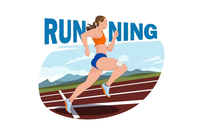 Girl Doing athlete Running  Illustration