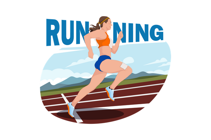 Girl Doing athlete Running  Illustration