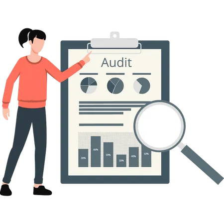 Girl doing audit  Illustration